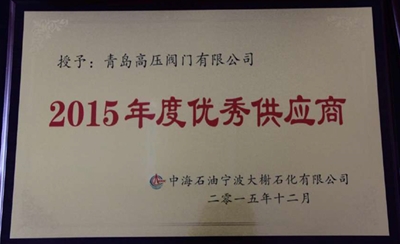 2015年中海油宁波大榭优秀供应商
