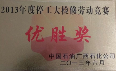 2013年广西石化优胜奖